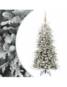 Albero di Natale Artificiale con Rami Pieghevoli 120 cm 150 LED