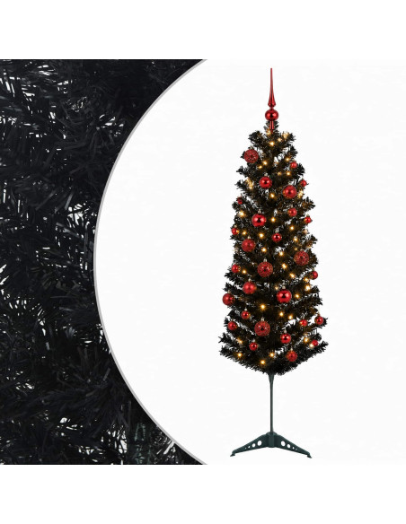 Albero di Natale Artificiale Slim con Palline 120 cm 150 LED