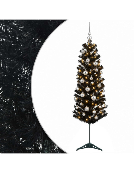 Albero di Natale Artificiale Slim con Palline 120 cm 150 LED