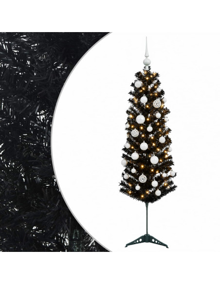 Albero di Natale Artificiale Slim con Palline 120 cm 150 LED