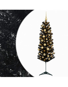Albero di Natale Artificiale Slim con Palline 120 cm 150 LED