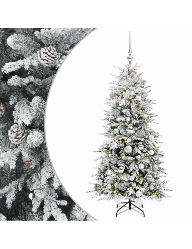 Albero di Natale artificiale con palline 120 cm 150 LED