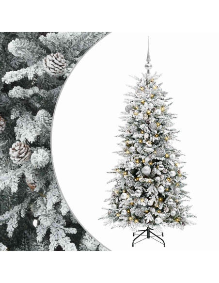 Albero di Natale artificiale con palline 120 cm 150 LED