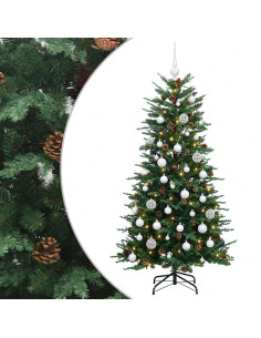 Albero di Natale artificiale con palline 120 cm 150 LED