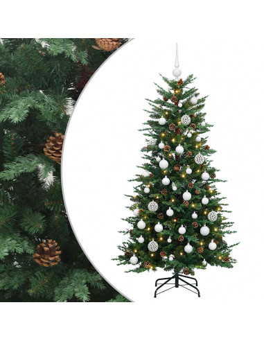 Albero di Natale artificiale con palline 120 cm 150 LED