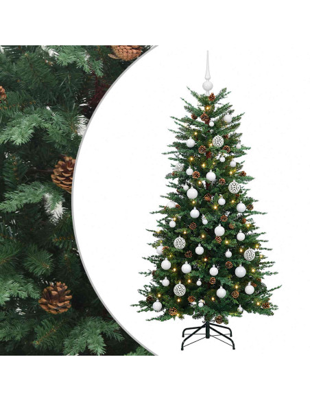 Albero di Natale artificiale con palline 120 cm 150 LED