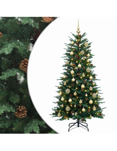 Albero di Natale Artificiale con Rami Pieghevoli 120 cm 150 LED
