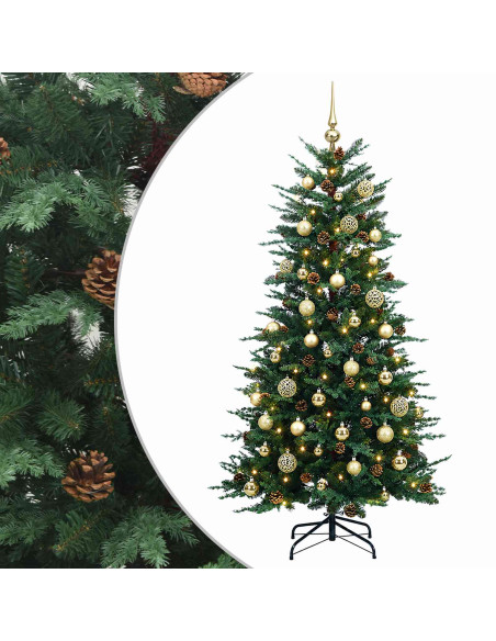 Albero di Natale Artificiale con Rami Pieghevoli 120 cm 150 LED