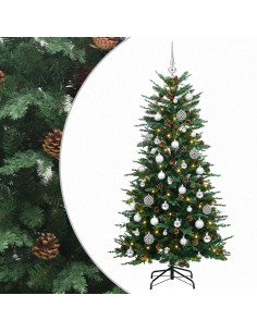 Albero di Natale artificiale con palline 120 cm 150 LED
