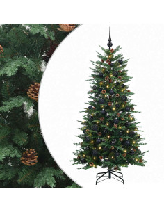 Albero di Natale Artificiale con Rami Pieghevoli 120 cm 150 LED