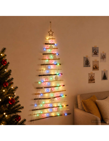 Albero di Natale appeso 150 cm 80 LED Multicolore