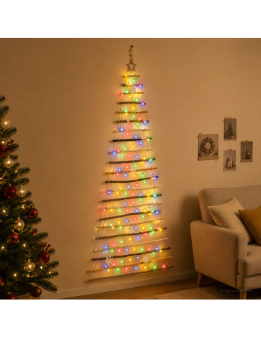 Albero di Natale appeso 210 cm 130 LED Multicolore