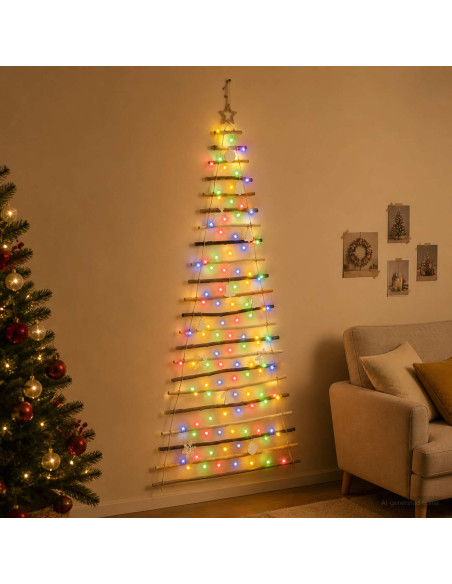 Albero di Natale appeso 210 cm 130 LED Multicolore