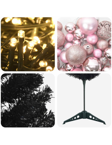 Albero di Natale Artificiale Slim con Palline 120 cm 150 LED