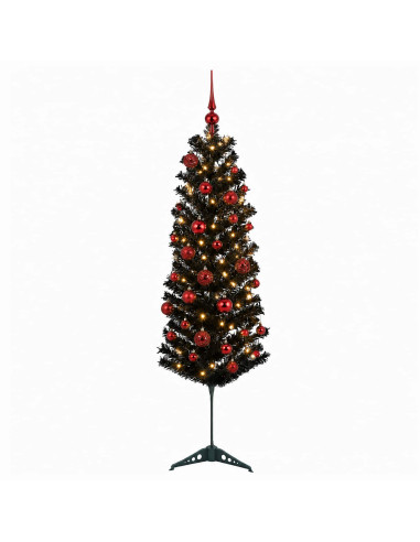 Albero di Natale Artificiale Slim con Palline 120 cm 150 LED