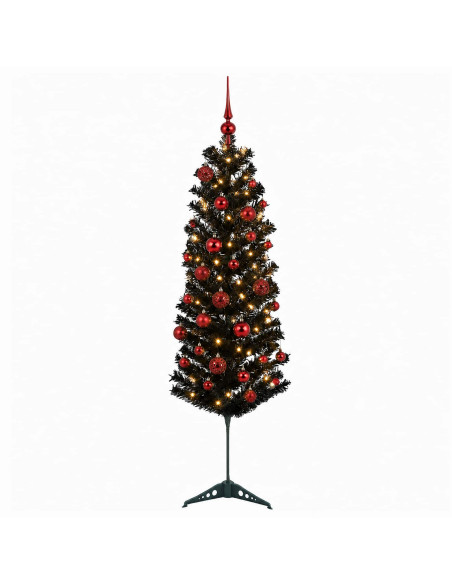 Albero di Natale Artificiale Slim con Palline 120 cm 150 LED