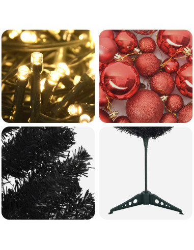 Albero di Natale Artificiale Slim con Palline 120 cm 150 LED