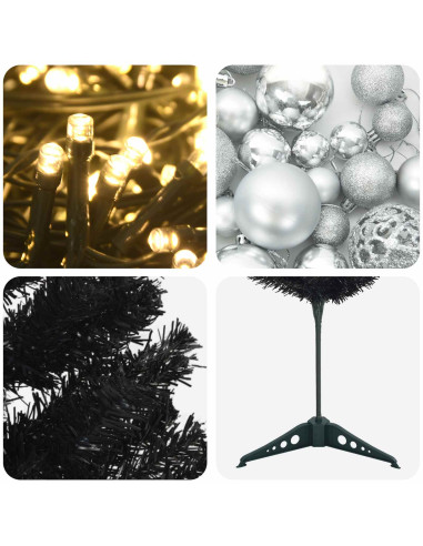 Albero di Natale Artificiale Slim con Palline 120 cm 150 LED