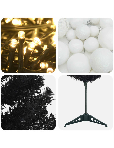 Albero di Natale Artificiale Slim con Palline 120 cm 150 LED