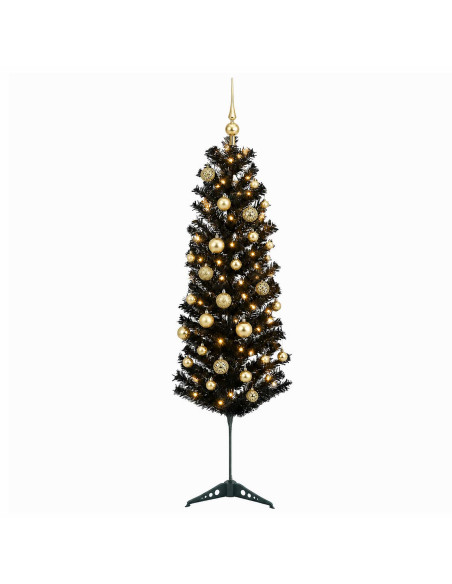 Albero di Natale Artificiale Slim con Palline 120 cm 150 LED