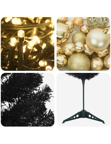 Albero di Natale Artificiale Slim con Palline 120 cm 150 LED