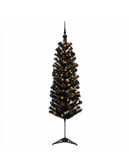 Albero di Natale Artificiale Slim con Palline 120 cm 150 LED