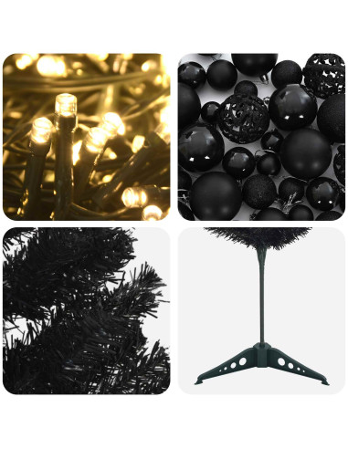 Albero di Natale Artificiale Slim con Palline 120 cm 150 LED