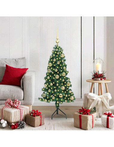 Albero di Natale Artificiale Angolare con 150 LED Verde 120 cm