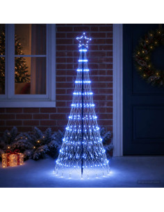 Albero di Natale LED 180 cm 230 LED Blu Ferro Nero