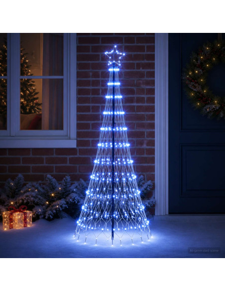 Albero di Natale LED 180 cm 230 LED Blu Ferro Nero