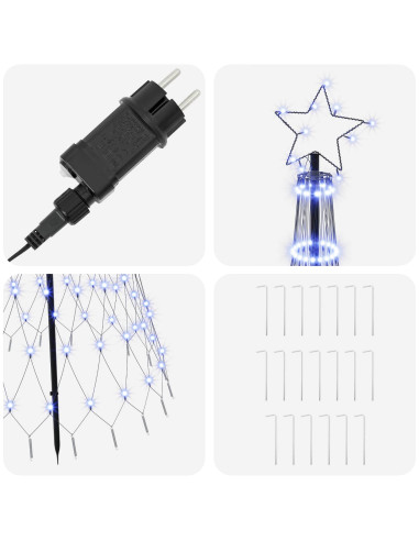 Albero di Natale LED 180 cm 230 LED Blu Ferro Nero