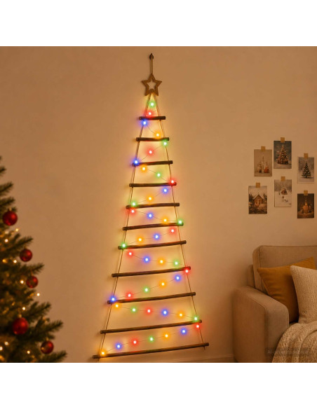 Albero di Natale appeso 150 cm 80 LED Multicolore