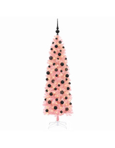 Albero di Natale artificiale slim con palline 240 cm 300 LED 2
