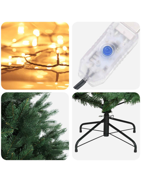 Albero di Natale Artificiale con Rami Pieghevoli 240 cm 300 LED