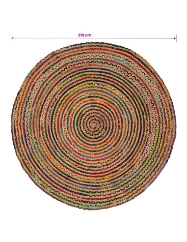 Tappeto da Area Multicolore Ø 210 cm Juta