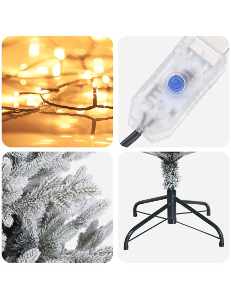 Albero di Natale Artificiale con Rami Pieghevoli 180 cm 300 LED