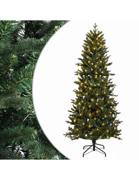 Albero di Natale Artificiale con Rami Pieghevoli 150 cm 150 LED