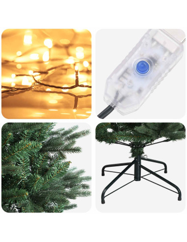 Albero di Natale Artificiale con Rami Pieghevoli 180 cm 300 LED