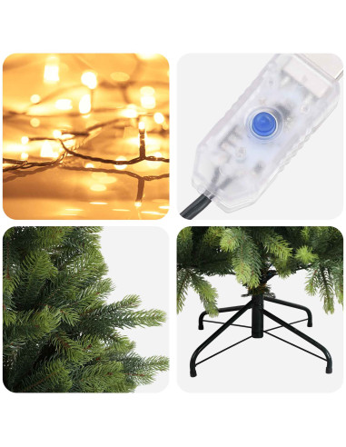 Albero di Natale Artificiale con Rami Pieghevoli 240 cm 300 LED