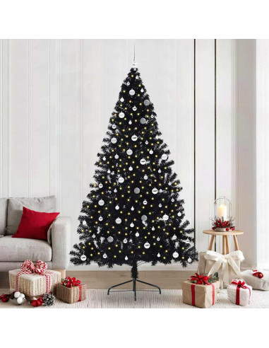 Albero di Natale artificiale con luci integrate Nero 240 cm PVC