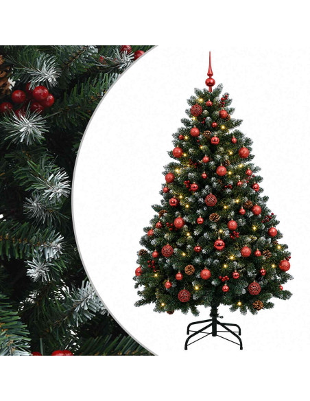 Albero di Natale artificiale verde con palline 150 cm 150 LED