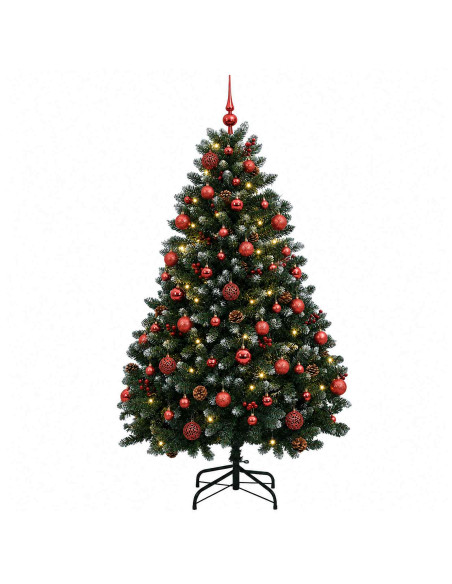 Albero di Natale artificiale verde con palline 150 cm 150 LED