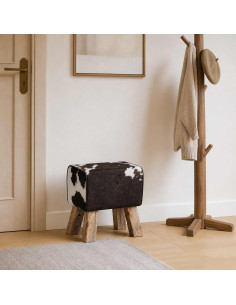 panchina 40 x 30 x 45 cm Pelle Vera Nero e Bianco