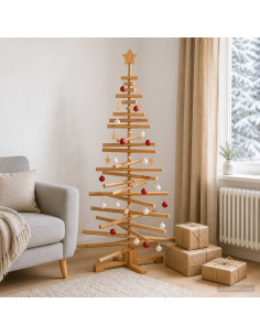 Albero di Natale in legno KOTKA 150 cm Legno Massello di Pino