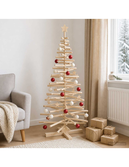 Albero di Natale in legno KOTKA 180 cm Legno Massello di Pino