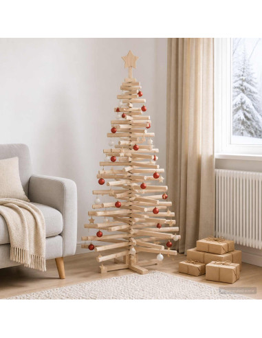 Albero di Natale in legno KOTKA 150 cm Legno Massello di Pino