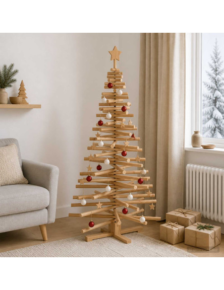 Albero di Natale in legno KOTKA 150 cm Legno Massello di Pino