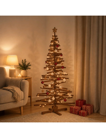 Albero di Natale in legno KOTKA 180 cm Legno Massello di Pino