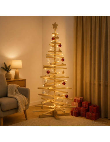 Albero di Natale in legno KOTKA 150 cm Legno Massello di Pino