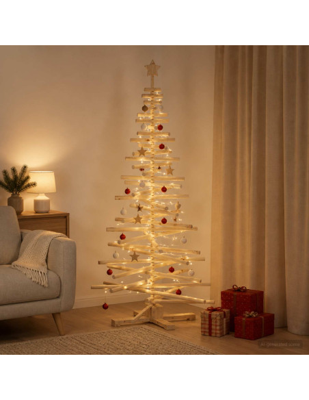 Albero di Natale in legno KOTKA 180 cm Legno Massello di Pino